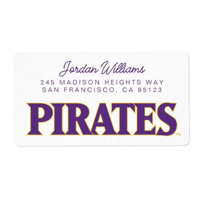 Etiqueta Universidade da Carolina do Leste | Piratas (Frente)