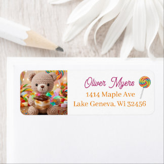 Etiqueta Urso de Crochê Personalizado com S'more