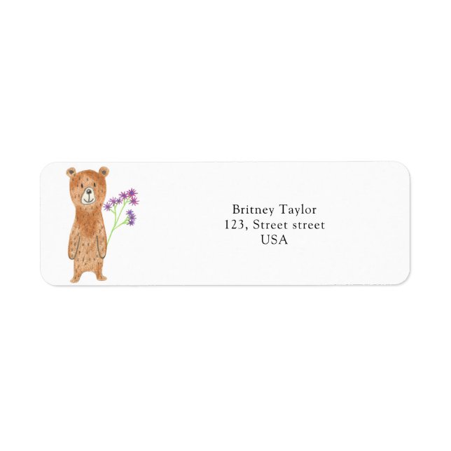 Etiqueta Urso de pelúcia com flor (Frente)