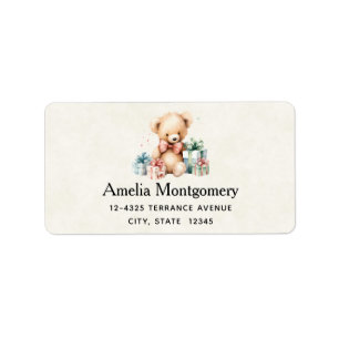 Etiqueta Urso de Teddy Bonito com Alojamento de Natal