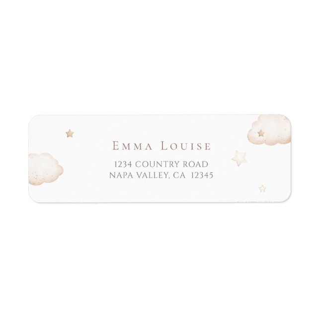 Etiqueta Urso De Teddy Sobre O Chá de fraldas Neutro Da Lua (Frente)