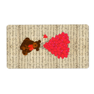 Etiqueta Urso e coração de ursinho