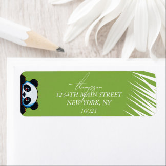 Etiqueta Urso Panda Fofo Folhas Tropicais Personalizado Ret