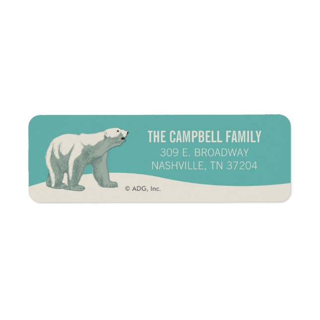 Etiqueta Urso Polar de Feriado do Polo Norte (Frente)