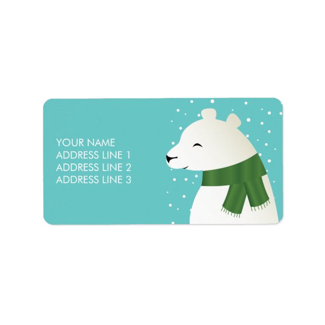 Etiqueta Urso Polar Feliz de Inverno (Frente)