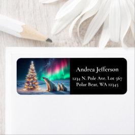 Etiqueta Urso Polar Mamãe Cubra Luzes de Norte de Árvore de