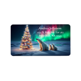 Etiqueta Urso Polar Mamãe Cubra Luzes de Norte de Árvore de