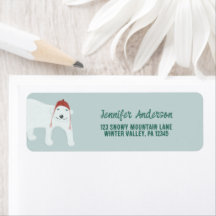 Urso Polar no Winter Hat Christmas Return Address