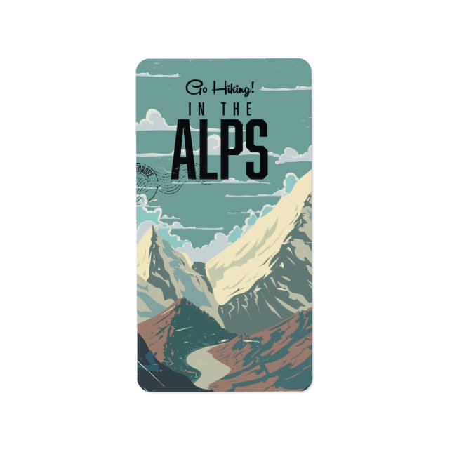 Etiqueta Vá fazer trilhas nos Alpes (Frente)