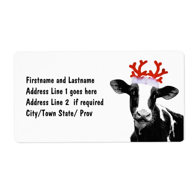 Etiqueta Vaca com Rebelde Antlers (Frente)