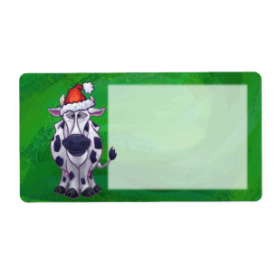 Etiqueta Vaca De Natal Em Verde