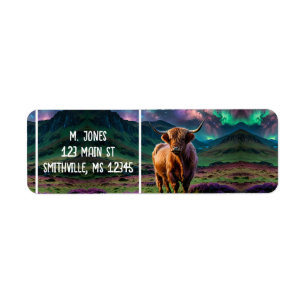Etiqueta Vaca Highland Sob As Estrelas