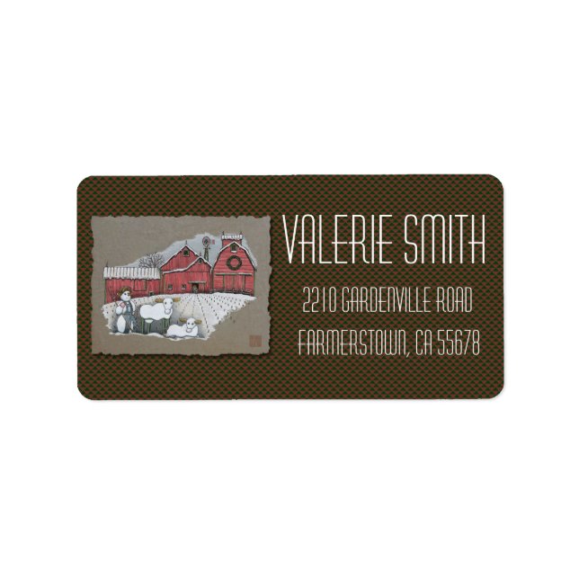 Etiqueta Vacas e Barn de Neve (Frente)