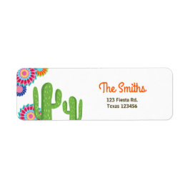 Etiqueta Vamos Fiesta Mexicano Return Address Label Cactus