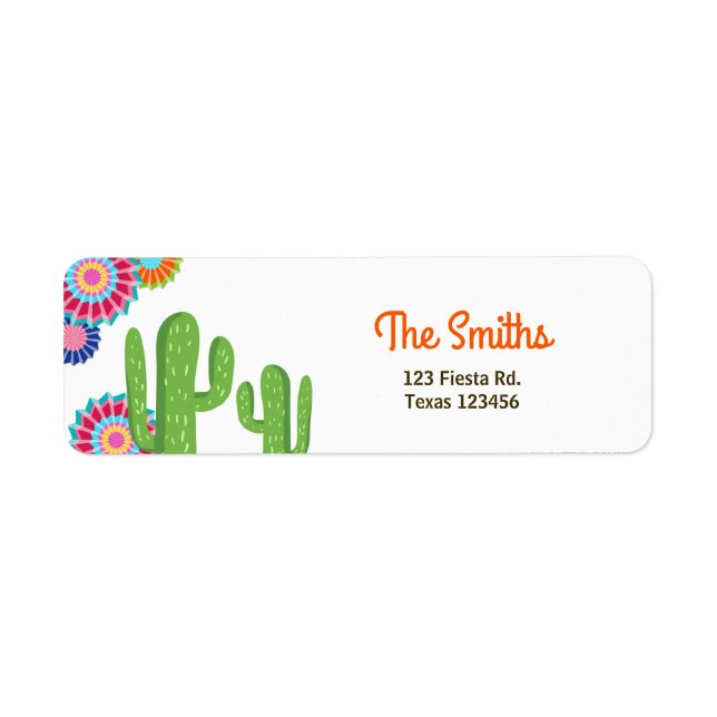 Etiqueta Vamos Fiesta Mexicano Return Address Label Cactus (Frente)