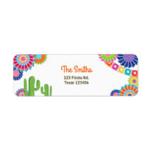Vamos Fiesta Mexicano Return Address Label Cactus