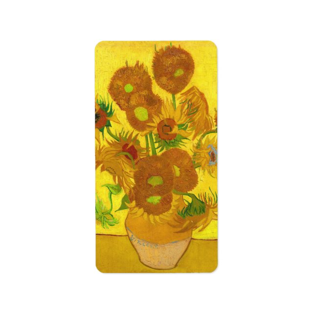 Etiqueta Van Gogh Quinze Girassóis Em Uma Arte Bela Vaso (Frente)