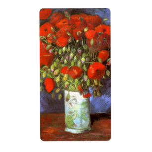 Etiqueta Van Gogh: Vase com Poppies Vermelhos