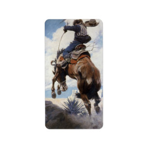Etiqueta Vaqueiros ocidentais do vintage, Bucking por NC