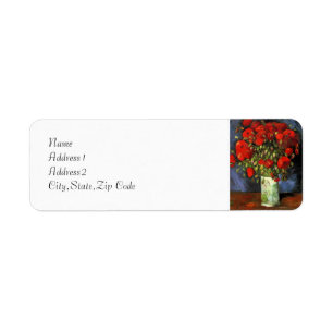 Etiqueta Vase com Poppies Vermelhos por Van Gogh