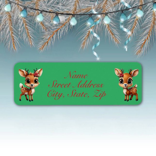 Etiqueta Veado Floral, Fawn Floral, Doe, Reindeer 🦌 🎄 Ver (Criador carregado)