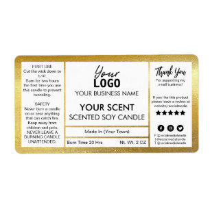Etiqueta Vela De Soja Perfumada Com Tinta Dourada