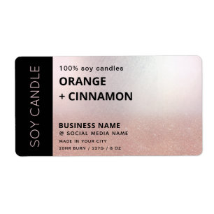 Etiqueta Vela de soja rosa de ouro simples minimalista