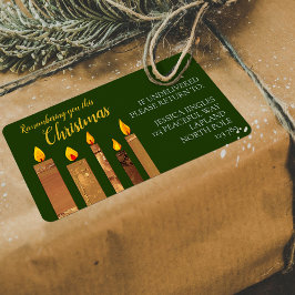Etiqueta Velas de Natal ouro verde culto arte
