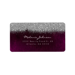 Etiqueta Veludo Sparkly de prata de Burgunde do brilho
