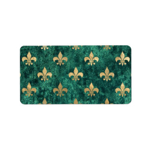 Etiqueta Veludo Verde Grunge Fleur De Lis Mardi Gras