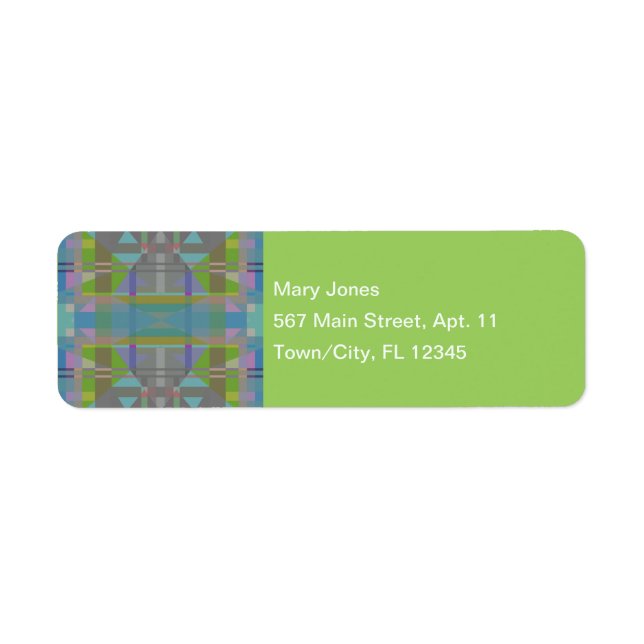 Etiqueta Verde Azul Roxo Geométrico (Frente)