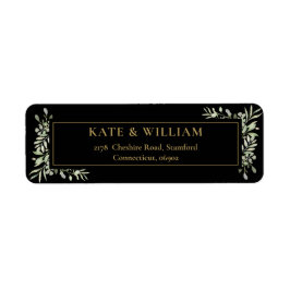 Etiqueta Verde Botânico Folha de Água Endereço