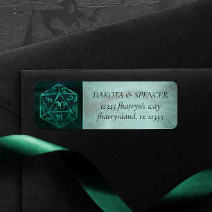 Etiqueta Verde D20 Fantasy Tabletop Dice Address