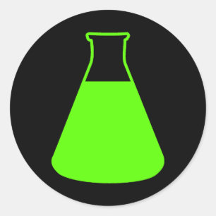 Etiqueta verde da garrafa de Erlenmeyer