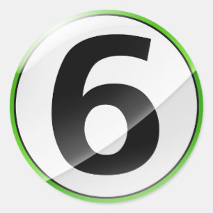 Etiqueta verde do número 6