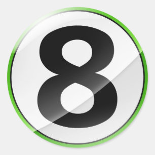 Etiqueta verde do número 8