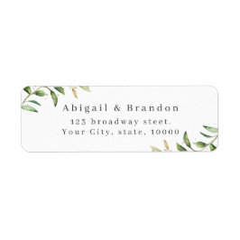 Etiqueta Verde e Dourado Endereço de Regresso para Casament