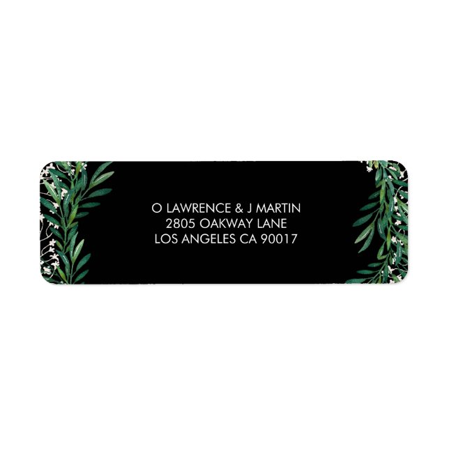 Etiqueta Verde e Florestas Aquarela Preto (Frente)