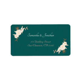 Etiqueta Verde Escuro com Rosa Cream Endereço de Devolução