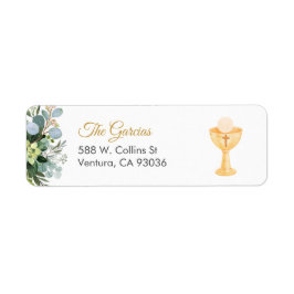 Etiqueta Verde Espanhol com Chalice Primeira Comunhão