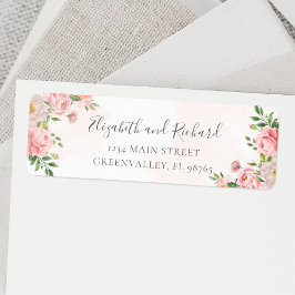 Etiqueta Verde Floral Cor de Água Rosa Esbranquiçada