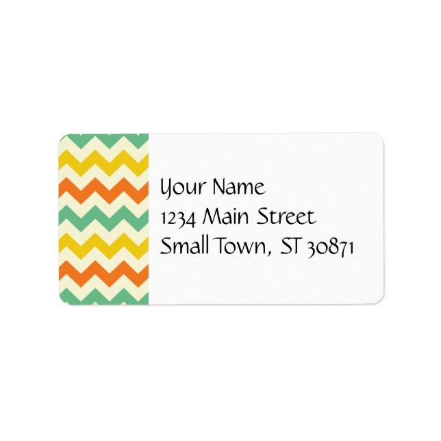 Etiqueta Verde limão Citrus Orange Yellow Chevron Zigzags (Frente)