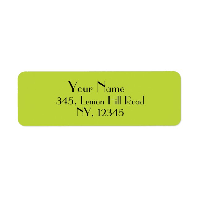 Etiqueta Verde limão Sólido Elegante Simples (Frente)