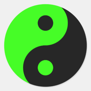 Etiqueta verde & preta do símbolo de Yin Yang