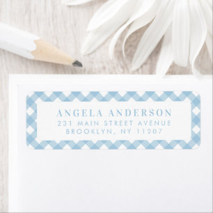 Etiqueta Verificação da Xadrez do Pastel Azul Dusty Gingham