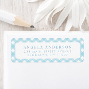 Etiqueta Verificação de Xadrez Azul-Gingham de Pastel Chic 