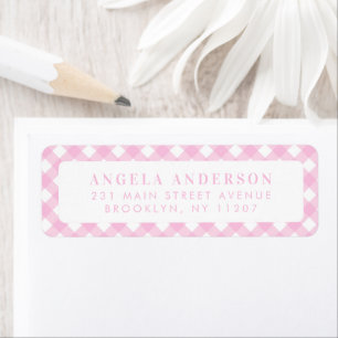 Etiqueta Verificação de Xadrez de Gingham Rosa-Rosa com Pin