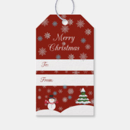 Etiqueta vermelha com flocos de neve