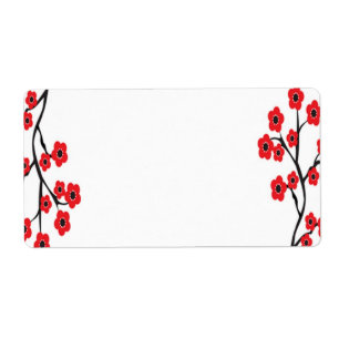 Etiqueta vermelha das flores de cerejeira