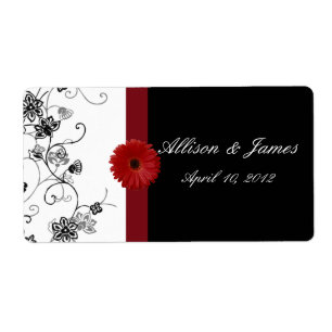 Etiqueta vermelha de DaisyWine do Gerbera do